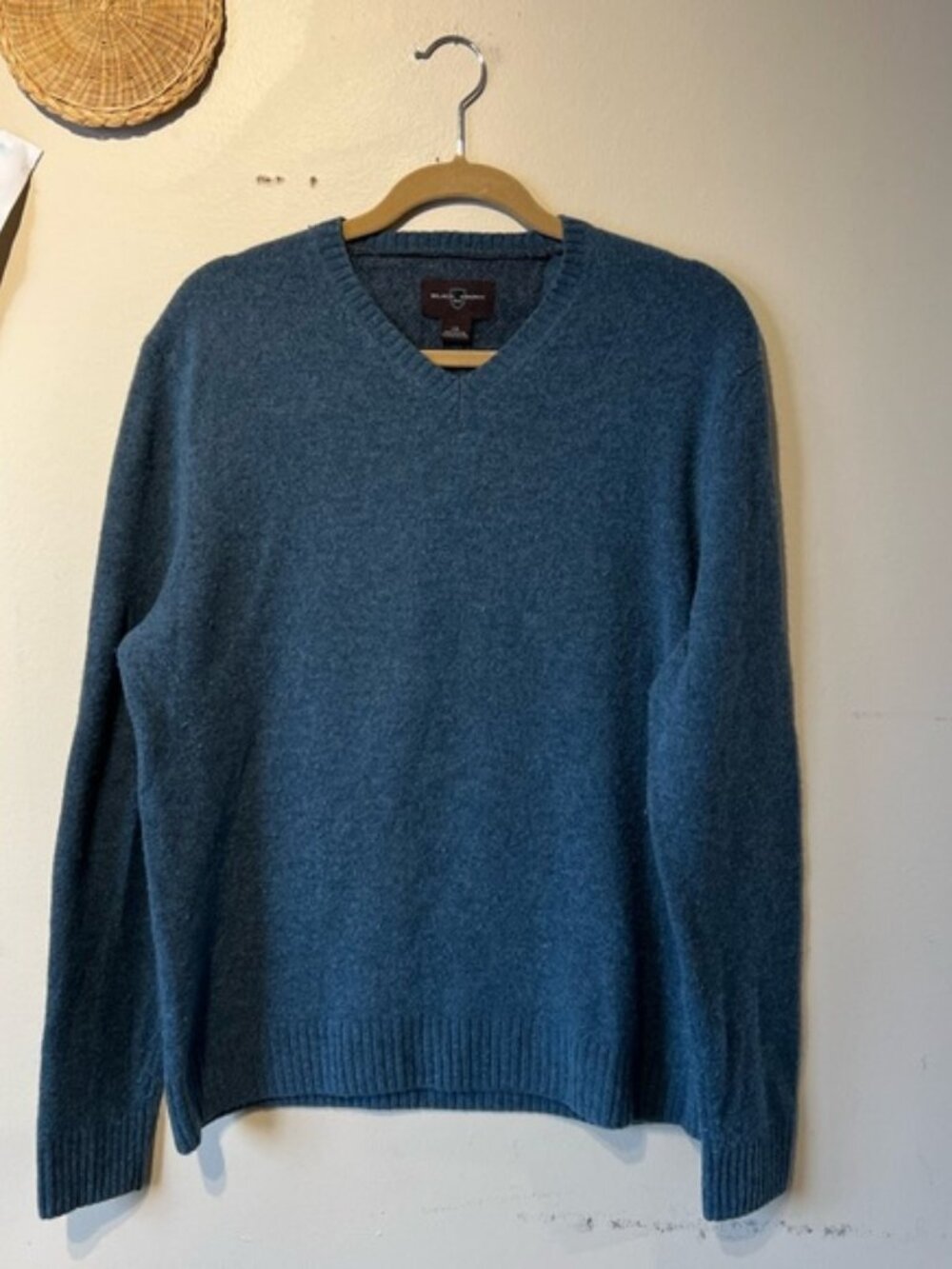 Black brown mens large lambs wool cream jumper